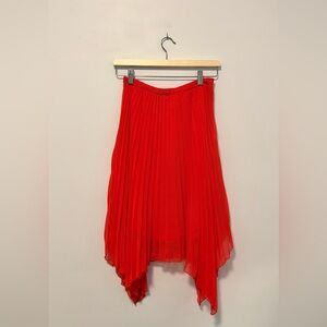 Abercrombie & Fitch Poppy Red Pleated Midi Skirt